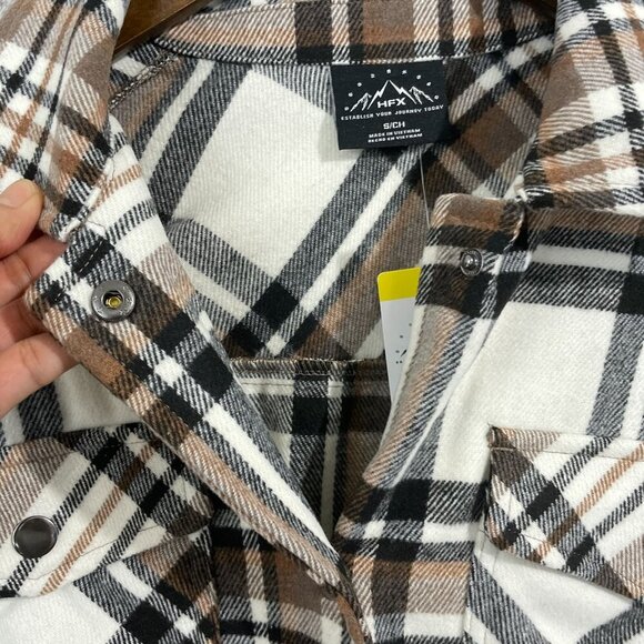 NEW Hfx Women's S Plaid Flannel Shacket S Snap Button - Picture 6 of 9